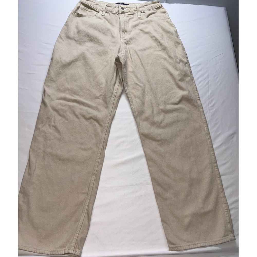 Hollister Ultra High-Rise Dad Jean Women 6L Tan‎ Vintage Stretch Denim Casual